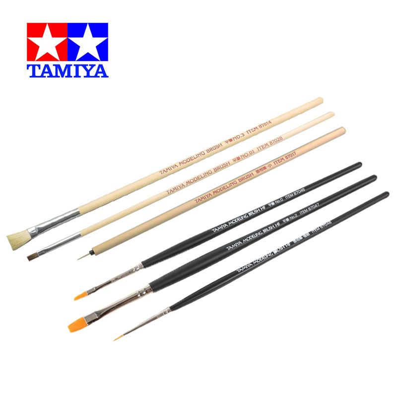 Tamiya Model Paint Set - Tamiya แปรงโมเดล87066/87067ทำสีโมเดล HF 3ชิ้นชุดปากกาทาสีระบายสีพื้นฐานชุดแปรงทำความสะอาดใบหน้าพู่กันแหลมเครื่องมืองานฝีมือ
