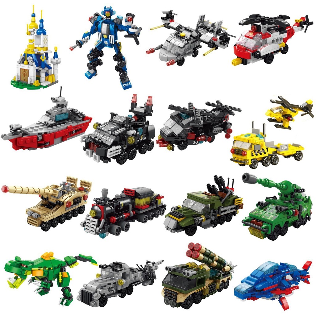 Lego Set City - 6 IN 1 เมืองวิศวกรรมรถตํารวจรถบรรทุก Mech ไดโนเสาร์