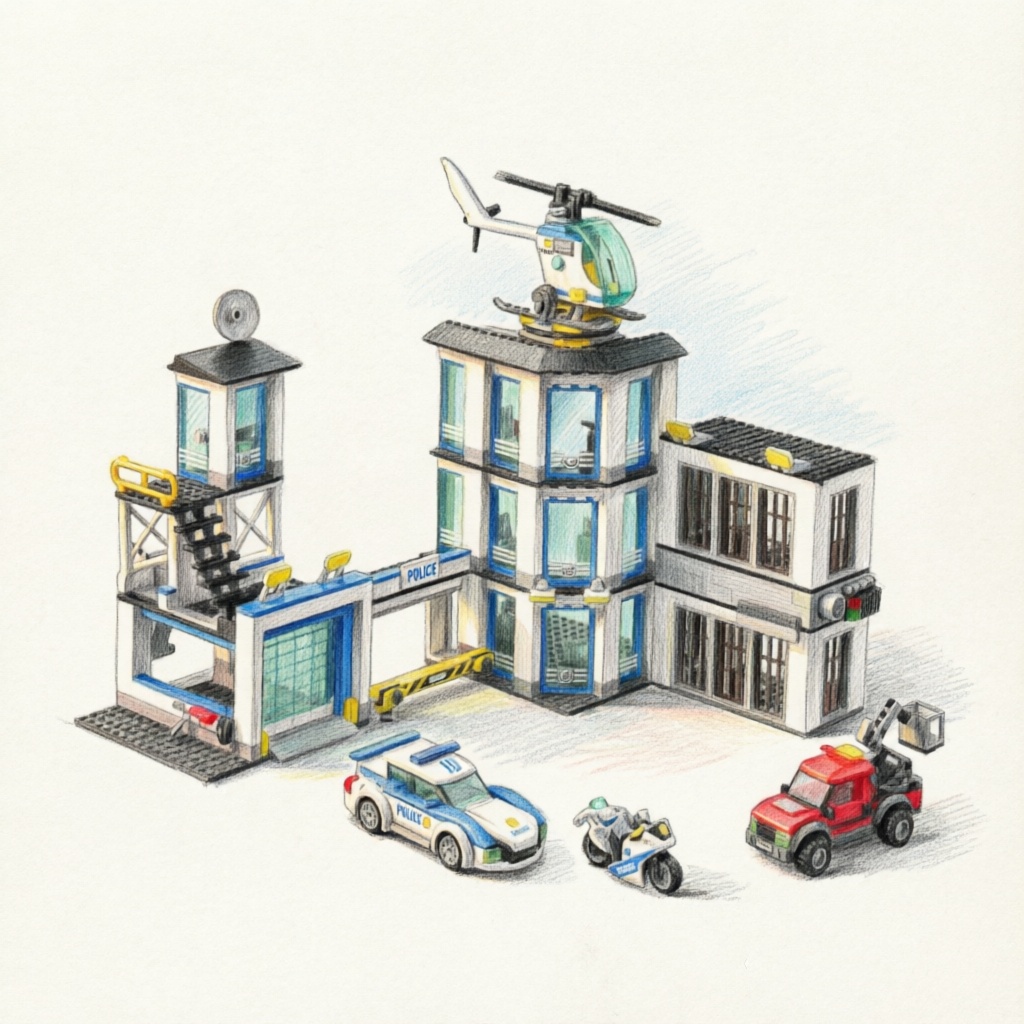 Lego Set Creator - ชุดตัวต่ออาคารสถานีตำรวจพิเศษ อาคารทหาร โมเดลเมือง ชุดเรือนจำ รถตำรวจ เรือตำรวจ