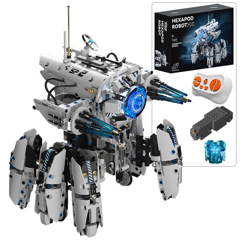 Lego Set City - หุ่นยนต์เฮกซาพอดสำหรับการเขียนโปรแกรมทางเทคนิค ของเล่นหุ่นยนต์สงครามไซไฟ ตัวต่อเมือง บล็อกควบคุมระยะไกล ของเล่นเด็กผู้ชาย ของขวัญ