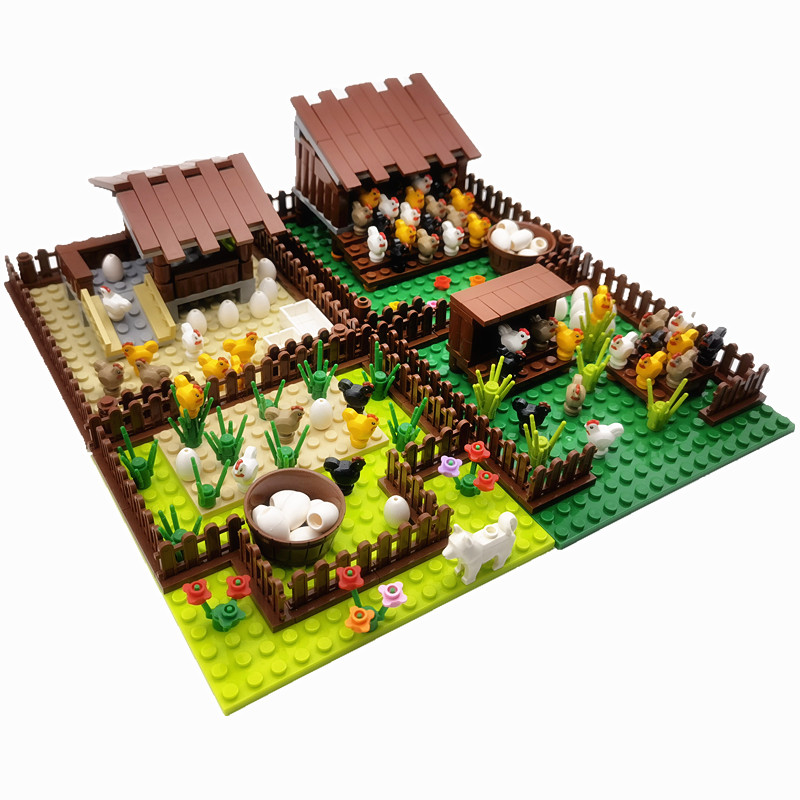 Lego Set Creator - Creative ฟาร์มบล็อกตัวต่อชุดสัตว์ Pigpen Doghouse Henhouse หมูของเล่นสำหรับสุนัขเด็กชนบท