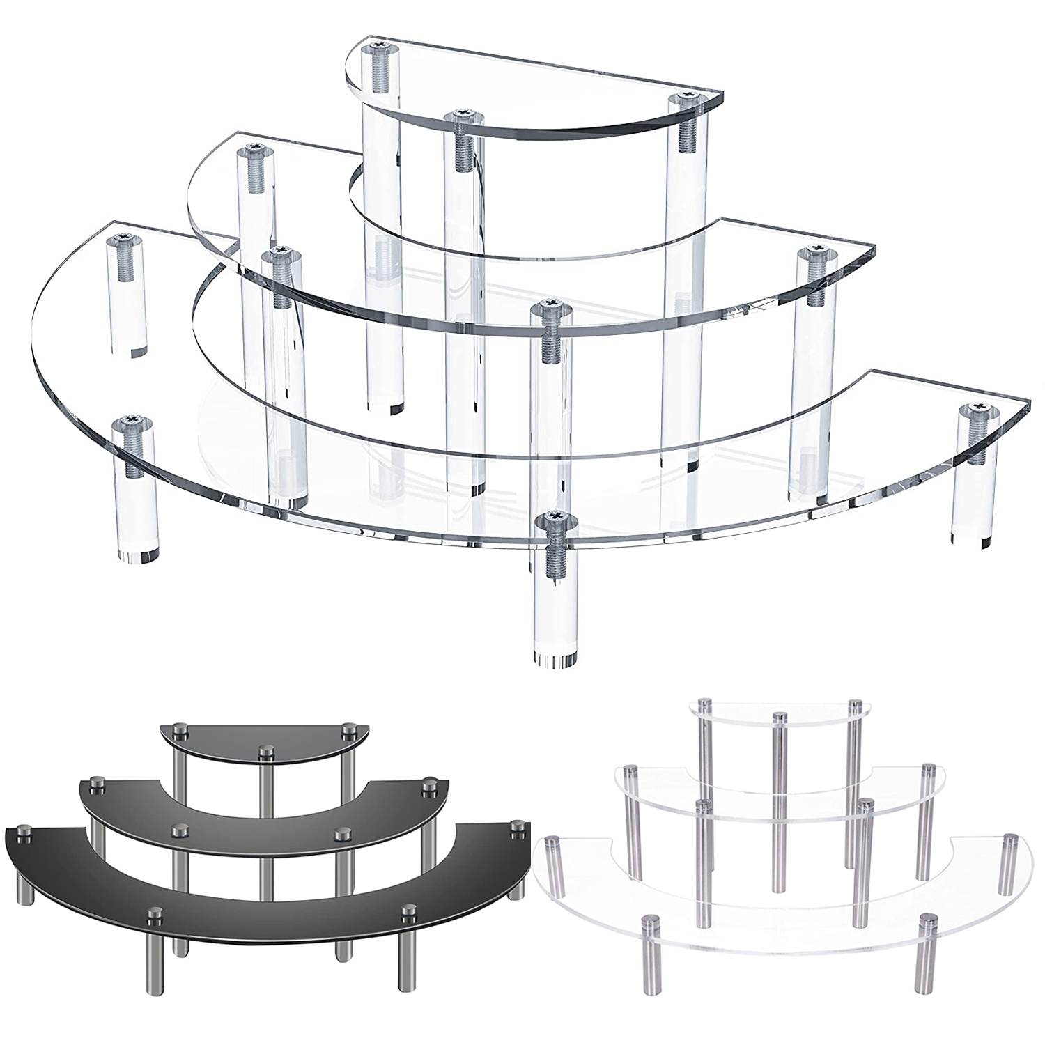 Pop Display Shelf - 3ชั้นอะคริลิครอบ Cupcake ยืนขนมหวาน-Riser ขาตั้งจอแสดงผล,จอแสดงผล Self สำหรับ
