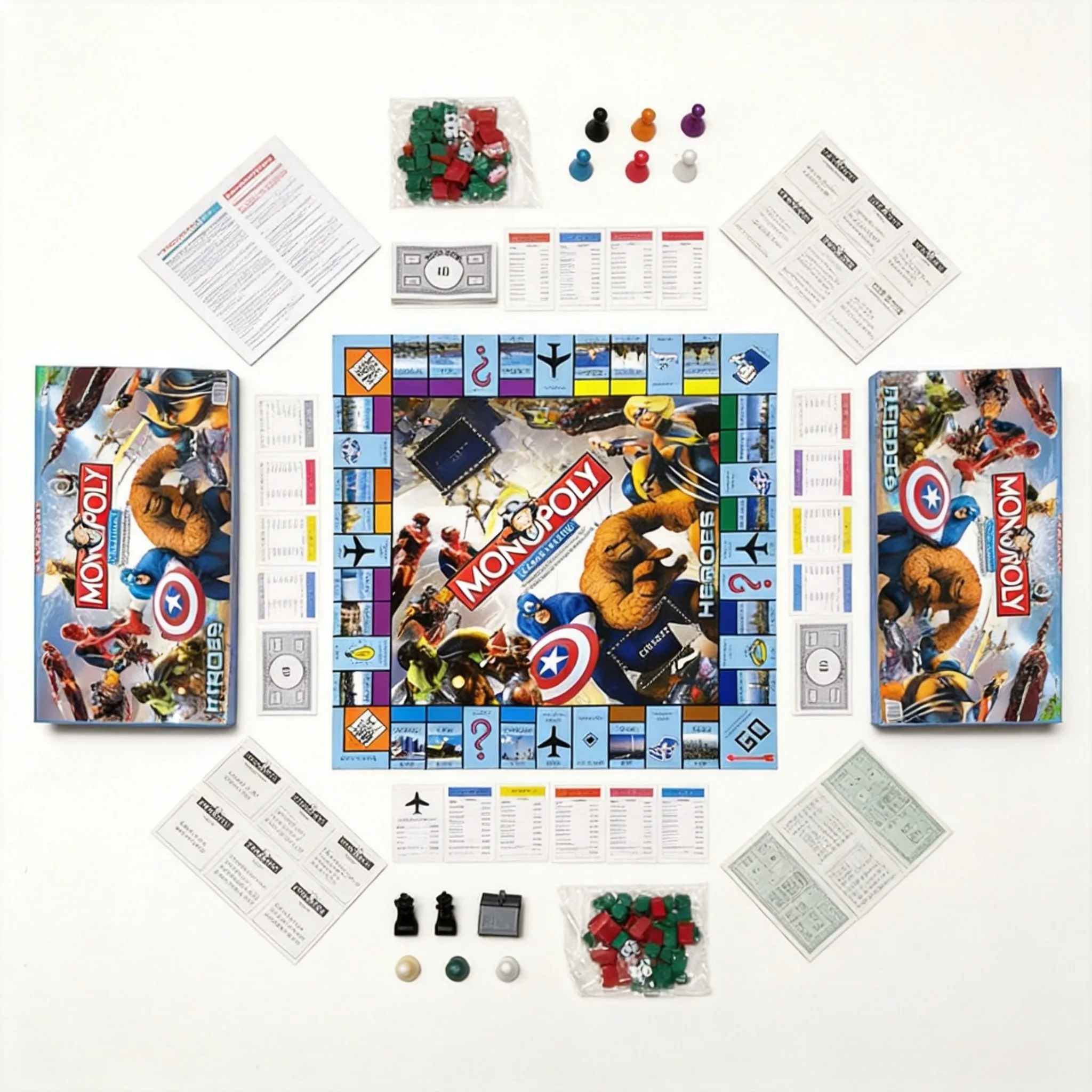 Hasbro Game Monopoly - เกมกระดานมาร์เวลฮีโร่ โมโนโพลี โกลบอล วิลเลจ - เกมครอบครัวเชิงกลยุทธ์ระดับพรีเมียมสำหรับนักสะสม