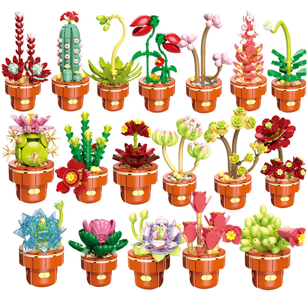 Lego Set Creator - 2024 Cityความคิดสร้างสรรค์Succulentกระถางต้นไม้นิรันดร์ดอกไม้สาวชุดของขวัญDIYการศึกษาบ้านอาคารบล็อกอิฐของเล่น